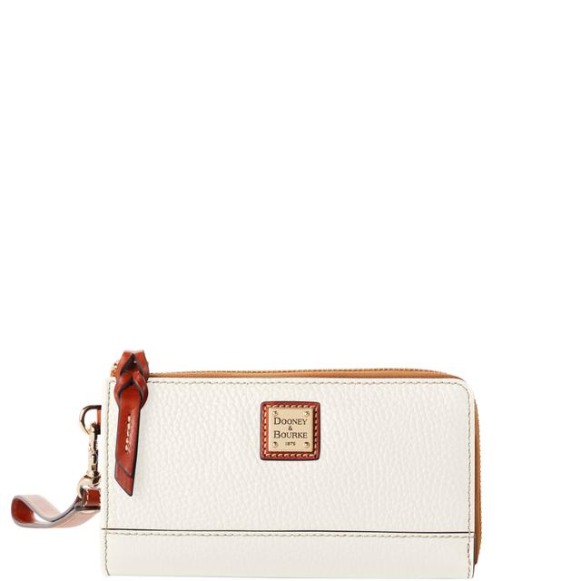 Dooney & Bourke Pebble Grain Folded Zip Leather Wristlet in White