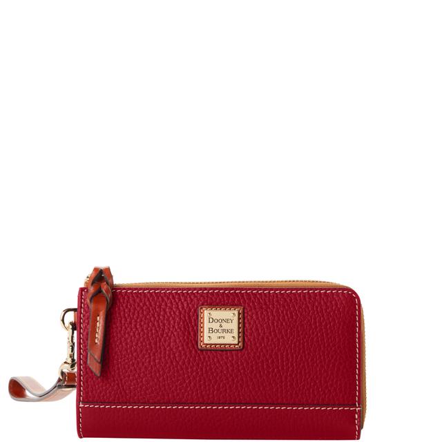 Dooney & Bourke Pebble Grain Folded Zip Leather Wristlet in Wine