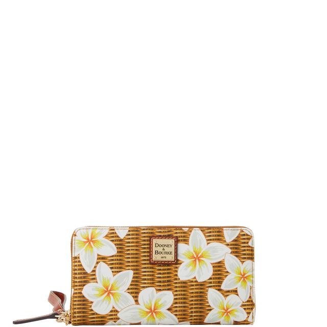 Dooney & Bourke Women's Plumeria Large Zip Around Coated Cotton Wristlet in White