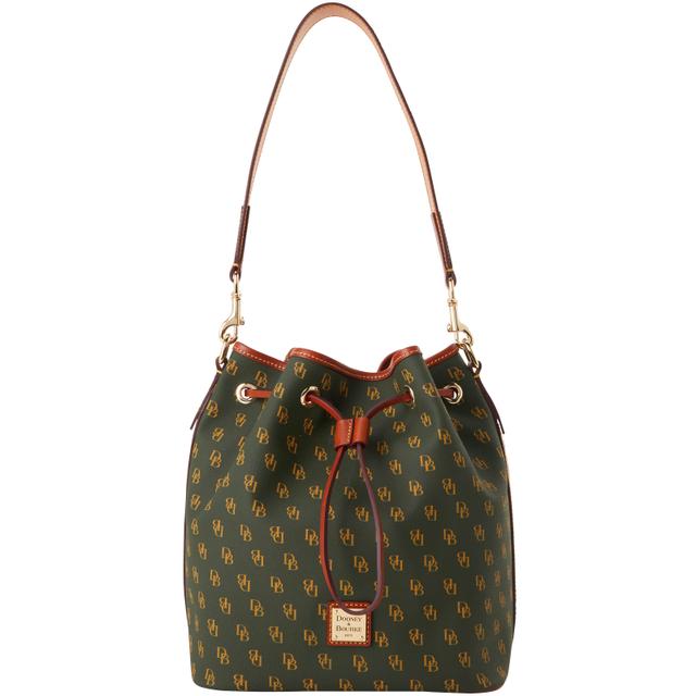 Dooney & Bourke Women's Gretta Drawstring Coated Cotton Shoulder Bag in Ivy