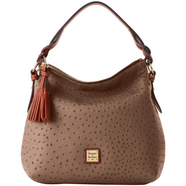 Dooney & Bourke Women's Ostrich Twist Strap Hobo Leather Shoulder Bag in Elephant