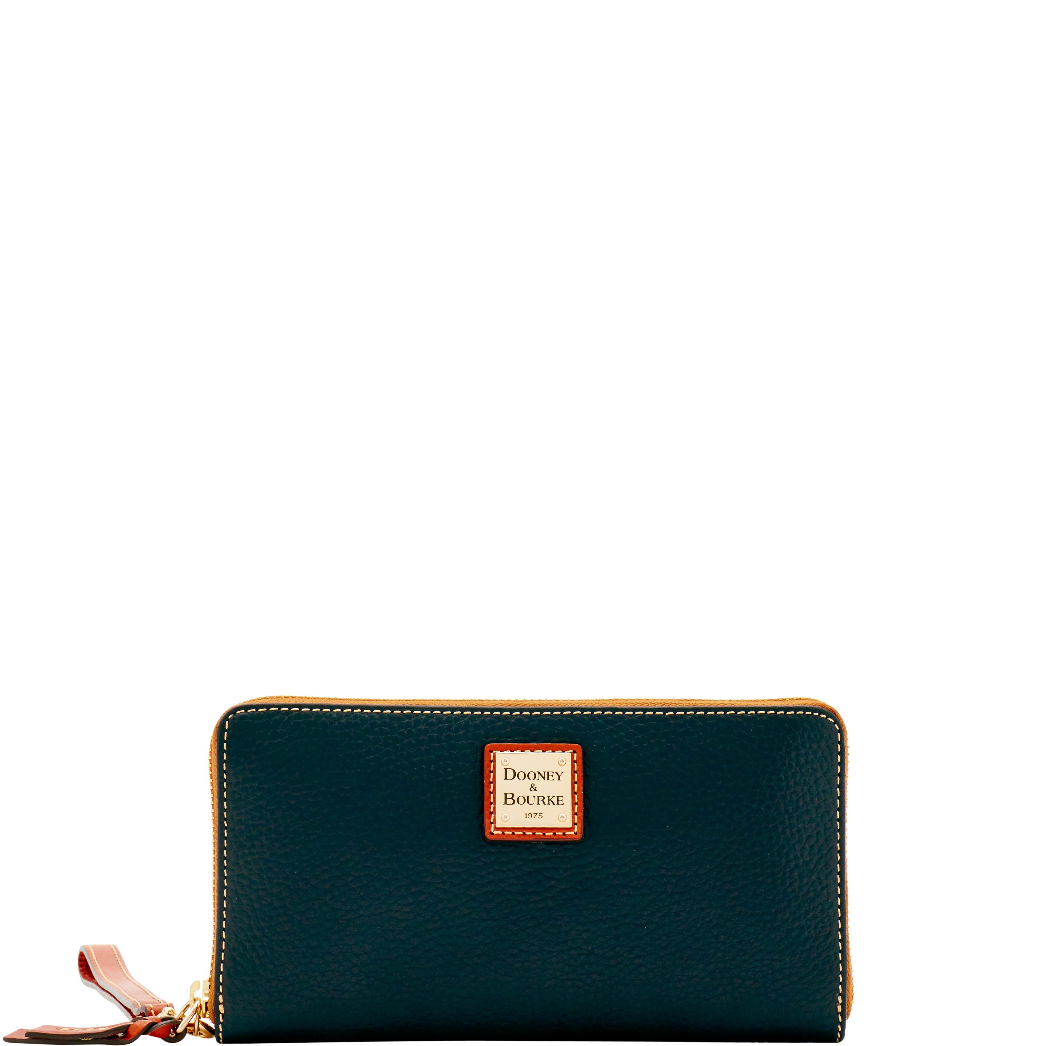 Dooney & Bourke Women's Pebble Grain Large Zip Around Leather Wristlet in Black