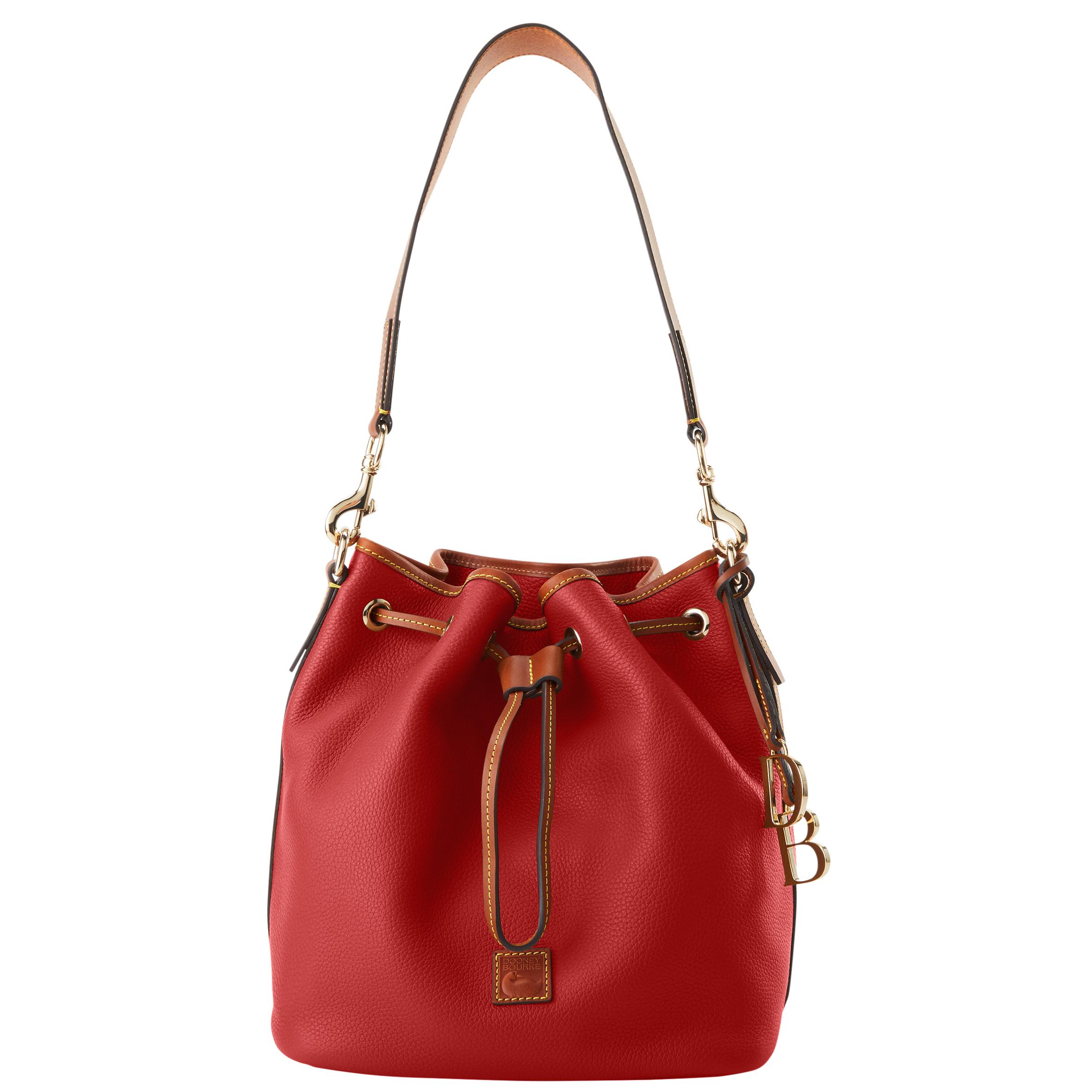 Dooney & Bourke Women's Pebble Grain Drawstring Leather Shoulder Bag in Red