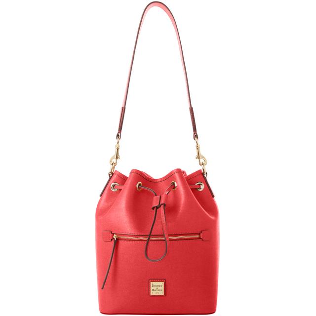 Dooney & Bourke Women's Saffiano Drawstring Leather Shoulder Bag in Tomato