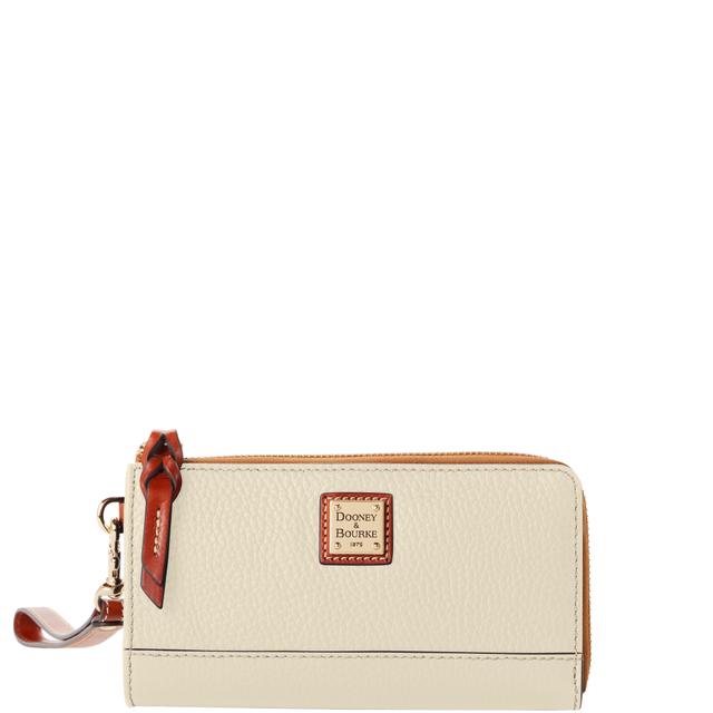Dooney & Bourke Pebble Grain Folded Zip Leather Wristlet in Bone