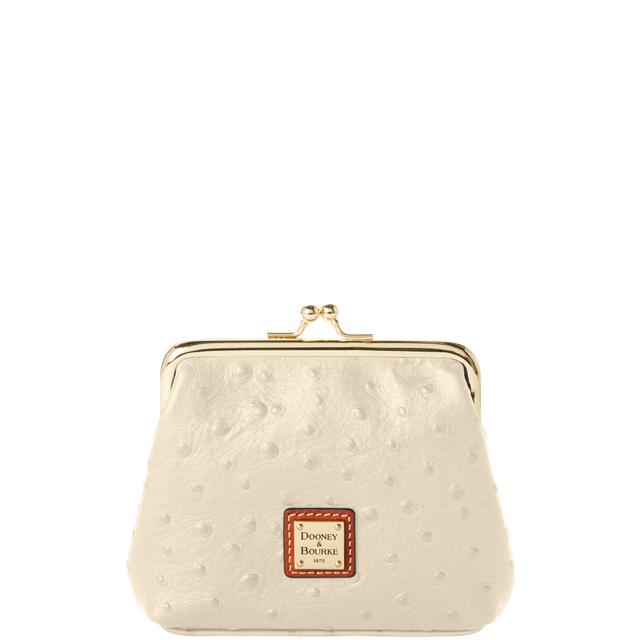 Dooney & Bourke Women's Ostrich Large Framed Purse in Bone, Leather