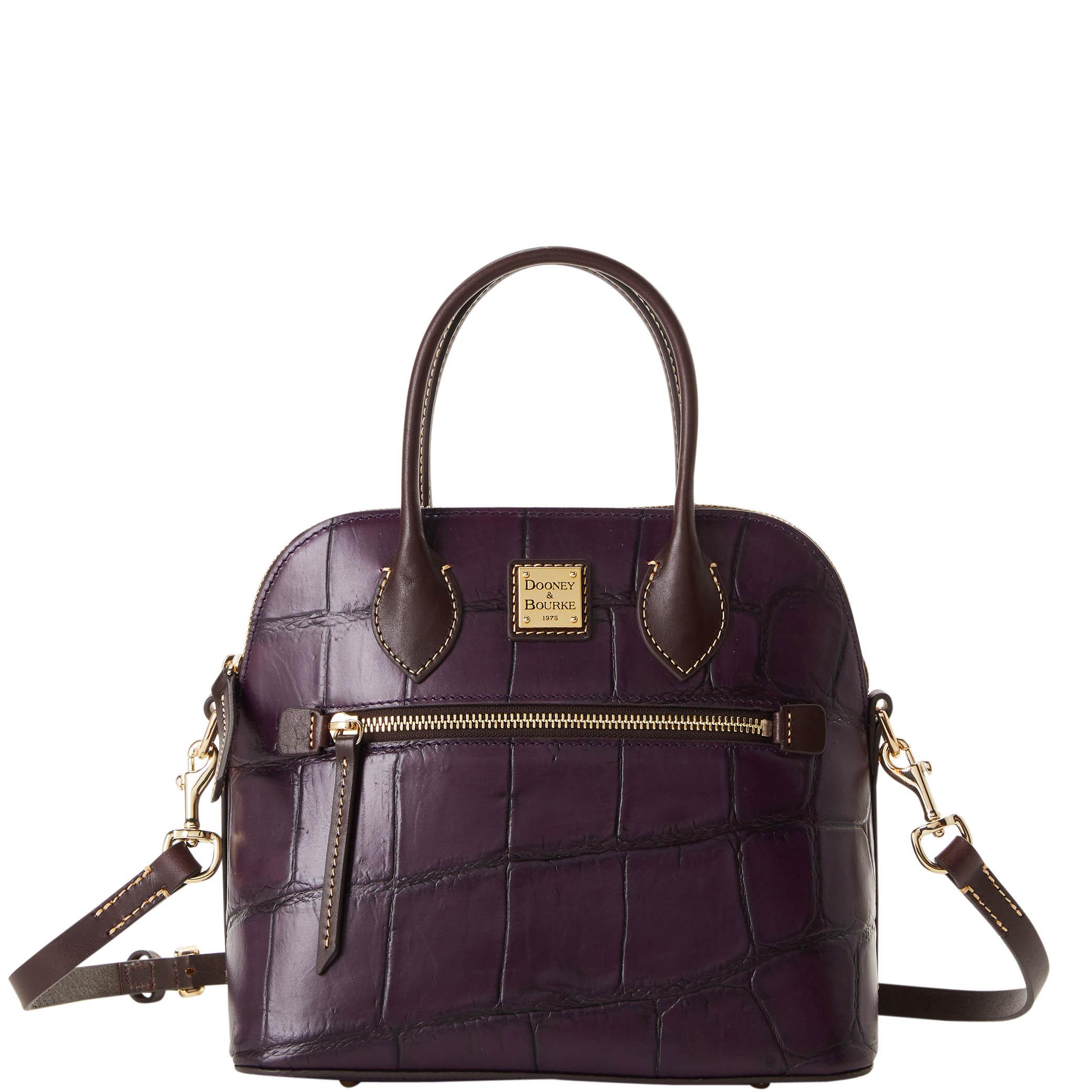 Dooney & Bourke Women's Denison Domed Leather Satchel Bag in Plum Wine