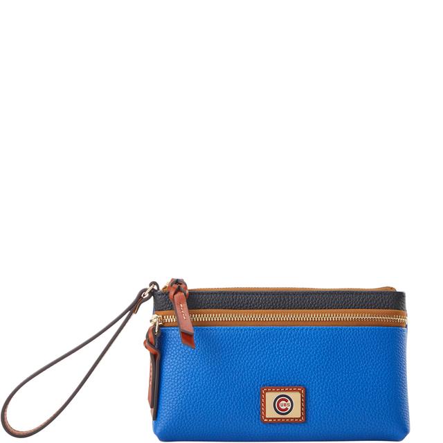 Dooney & Bourke Women's MLB Cubs Double Zip Leather Wristlet in Blue