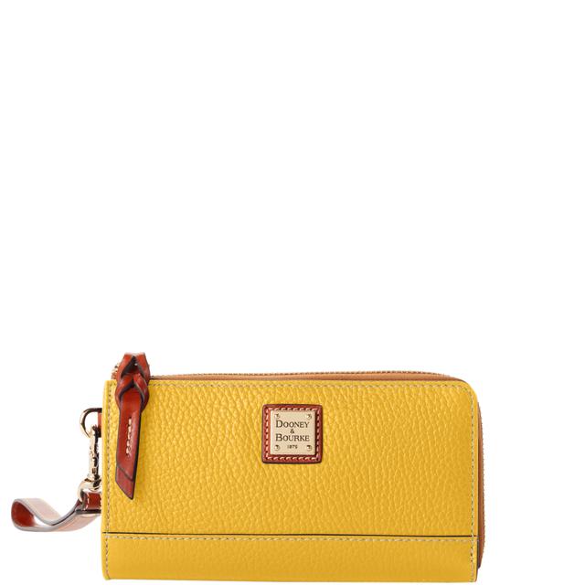 Dooney & Bourke Pebble Grain Folded Zip Leather Wristlet in Dandelion