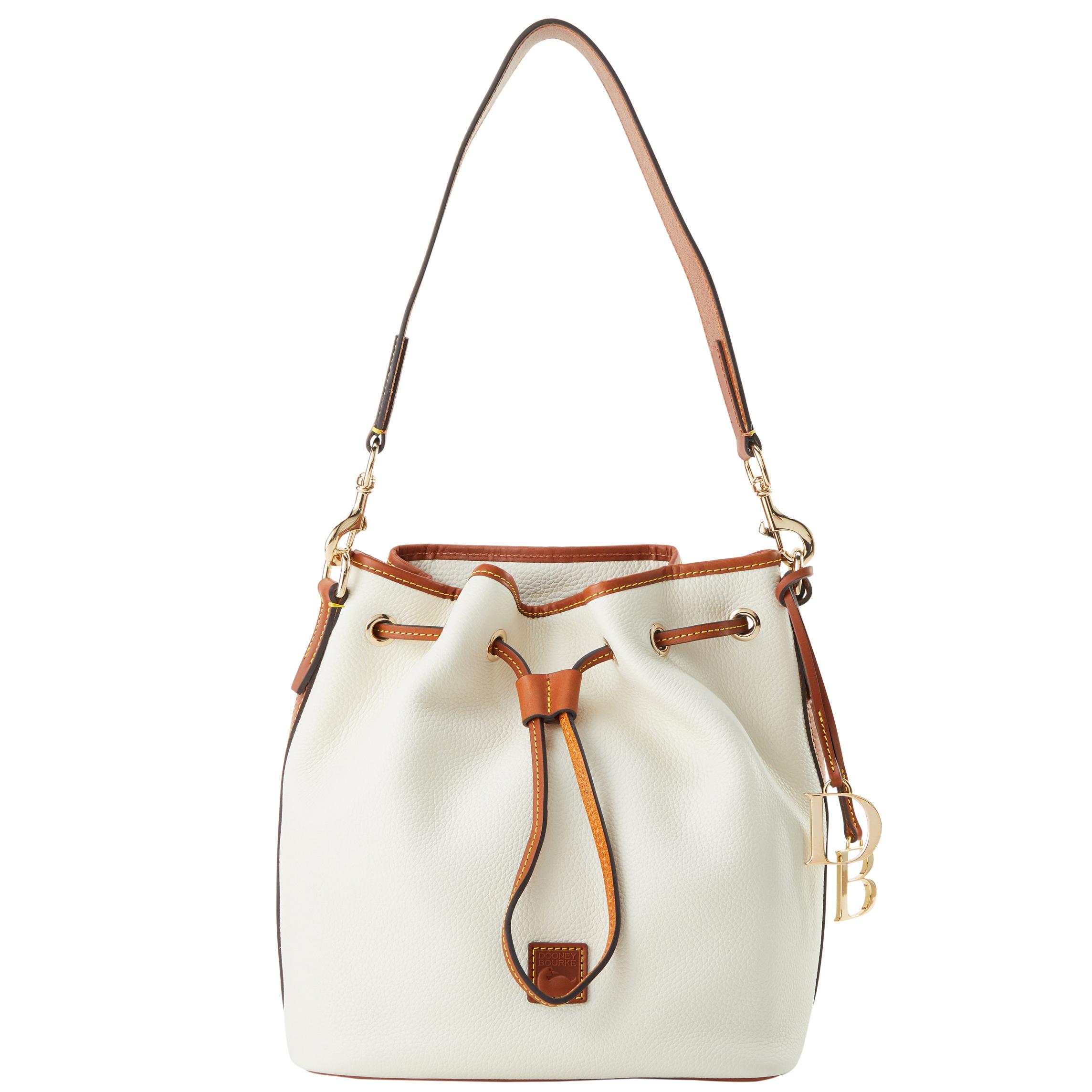 Dooney & Bourke Women's Pebble Grain Drawstring Leather Shoulder Bag in White