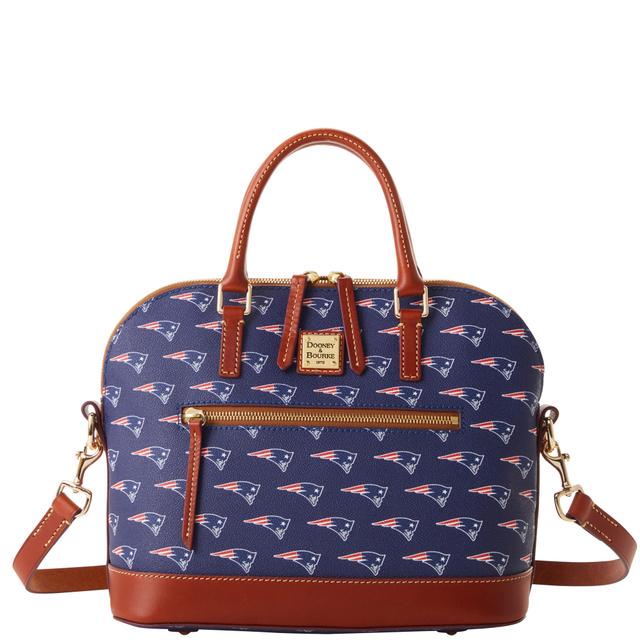 Dooney & Bourke Women's NFL Patriots Domed Zip Coated Cotton Satchel Bag in Navy
