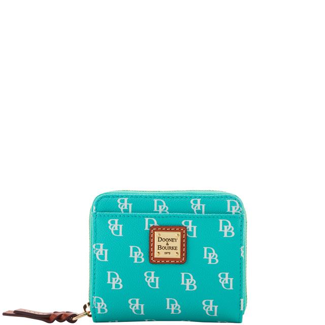 Dooney & Bourke Women's Gretta Small Zip Around Coated Cotton Wallet in Sea Foam