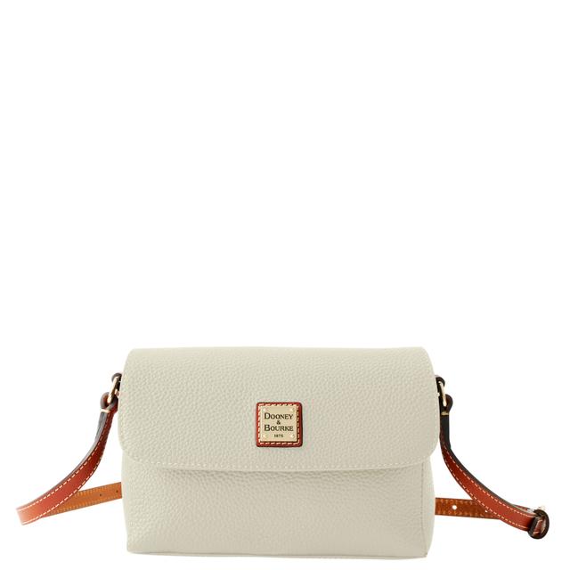 White Rena Pebble Grain Leather Crossbody Bag by Dooney & Bourke