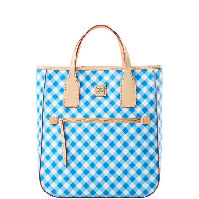 Dooney & Bourke Women's Gingham II Handle Coated Cotton Tote Shopping Bag in Sky Blue