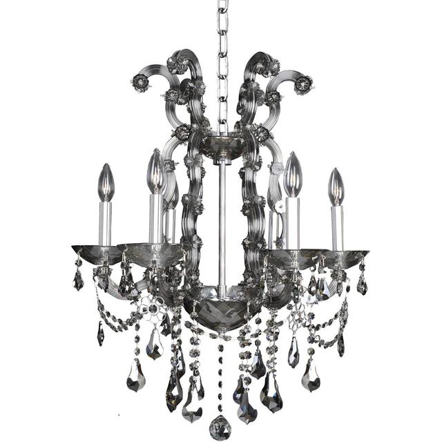 Allegri 023455-010-FR006 Brahms 6 Light 22 inch Chrome Chandelier Ceiling Light in Firenze Smoked Fleet Argentine