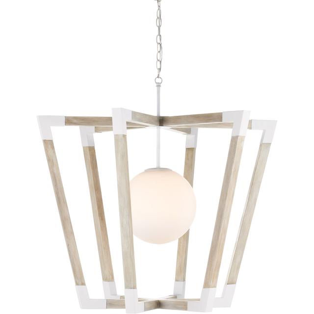Currey & Company 9000-0957 Bastian 1 Light 37 inch Sugar White/Sandstone Globe Pendant Ceiling Light