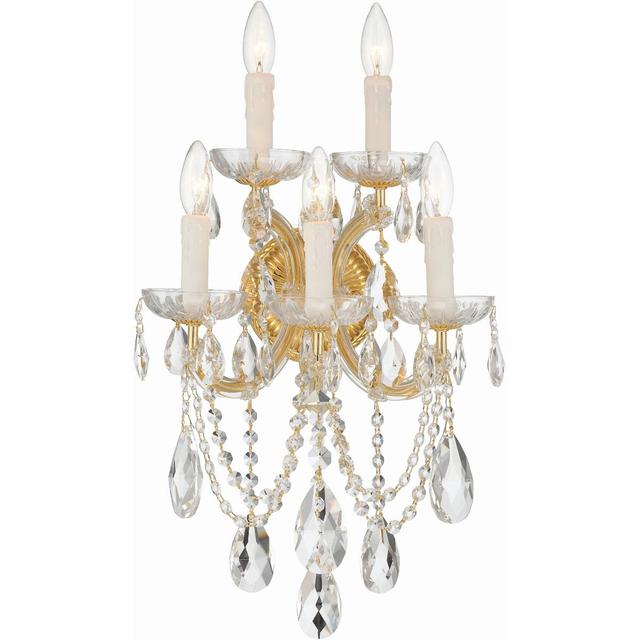 Crystorama 4425-GD-CL-S Maria Theresa 5 Light 13.5 inch Gold Sconce Wall Light in Clear Swarovski Strass