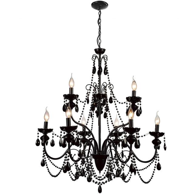 CWI Lighting 5095P32B-9 Keen 9 Light 32 inch Black Up Chandelier Ceiling Light