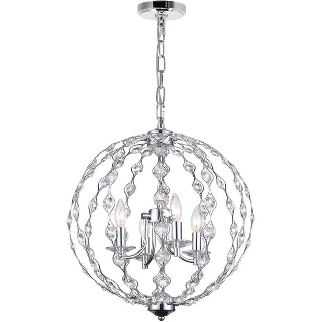 CWI Lighting 9970P19-4-601 Esia 4 Light 19 inch Chrome Chandelier Ceiling Light