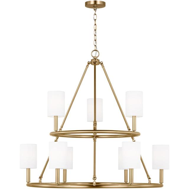 Visual Comfort Studio Collection DJC1099SB Drew & Jonathan Egmont 9 Light 36 inch Satin Brass Chandelier Ceiling Light