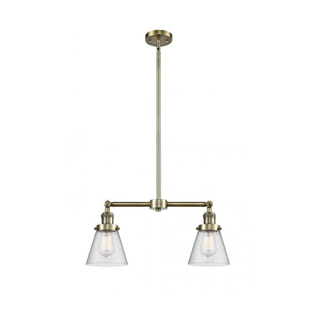 Innovations Lighting 209-AB-G64-LED Franklin Restoration Small Cone LED 21 inch Antique Brass Chandelier Ceiling Light in Seedy Glass, Franklin Restor