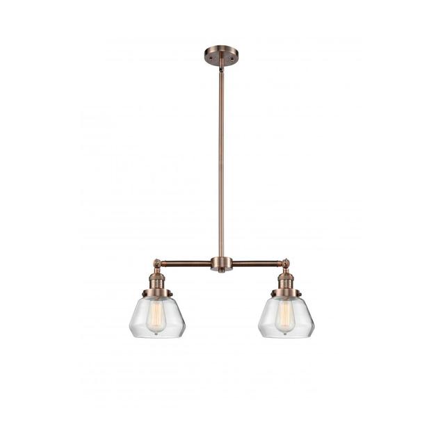 Innovations Lighting 209-AC-G172-LED Franklin Restoration Fulton LED 21 inch Antique Copper Chandelier Ceiling Light in Clear Glass, Franklin Restorat