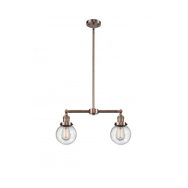 Innovations Lighting 209-AC-G204-6-LED Franklin Restoration Beacon LED 23 inch Antique Copper Chandelier Ceiling Light in Seedy Glass, Franklin Restor