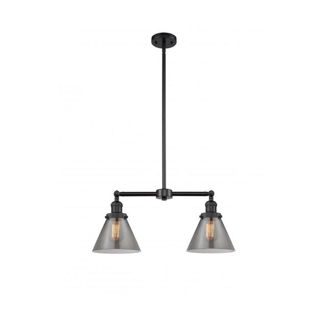 Innovations Lighting 209-BK-G43-LED Franklin Restoration Large Cone LED 21 inch Matte Black Chandelier Ceiling Light in Plated Smoke Glass, Franklin R