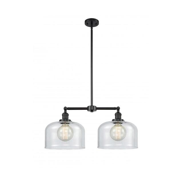 Innovations Lighting 209-BK-G72-L Franklin Restoration X-Large Bell 2 Light 21 inch Matte Black Chandelier Ceiling Light in Clear Glass, Franklin Rest