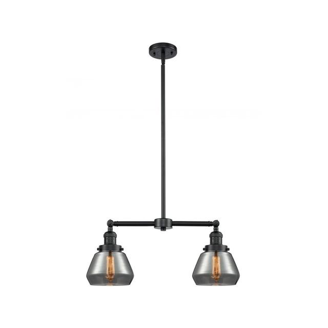 Innovations Lighting 209-OB-G173 Franklin Restoration Fulton 2 Light 21 inch Oil Rubbed Bronze Chandelier Ceiling Light in Plated Smoke Glass, Frankli