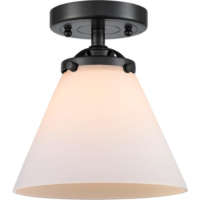 Innovations Lighting 284-1C-OB-G41-LED Nouveau Large Cone LED 8 inch Oil Rubbed Bronze Semi-Flush Mount Ceiling Light in Matte White Glass, Nouveau