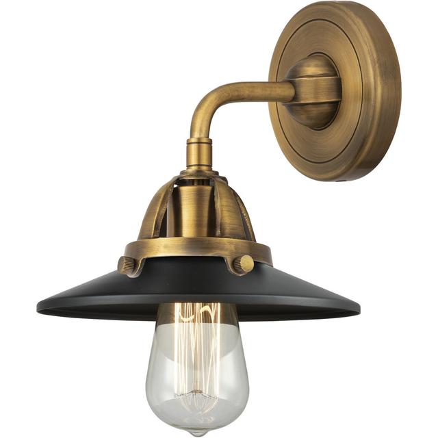 Innovations Lighting 288-1W-BB-M6-BK-LED Nouveau 2 Railroad LED 8 inch Brushed Brass Sconce Wall Light in Matte Black