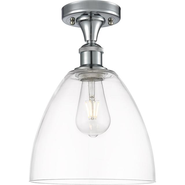 Innovations Lighting 516-1C-PC-GBD-92-LED Ballston Dome LED 9 inch Polished Chrome Semi-Flush Mount Ceiling Light in Clear Glass
