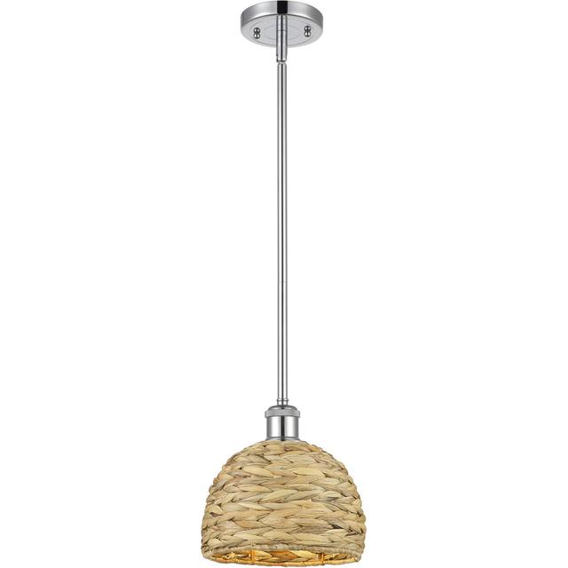 Innovations Lighting 516-1S-PC-RBD-8-NAT Woven Rattan 1 Light 8 inch Polished Chrome Pendant Ceiling Light