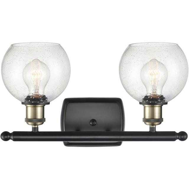 Innovations Lighting 516-2W-BAB-G124-6-LED Ballston Athens LED 16 inch Black Antique Brass Bath Vanity Light Wall Light in Seedy Glass