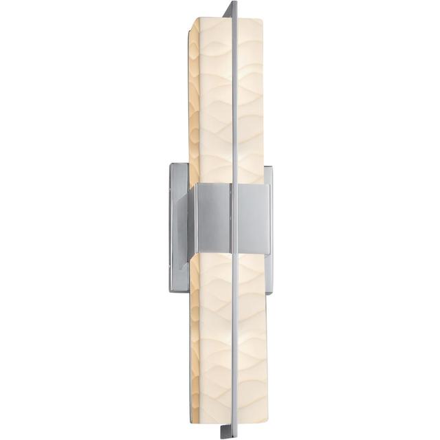 Justice Design PNA-9051-WAVE-CROM Porcelina LED 20 inch Polished Chrome Linear Wall/Bath Wall Light, Rectangle