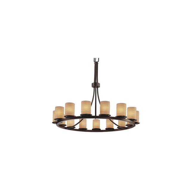 Justice Design POR-8715-10-WAVE-DBRZ-LED15-10500 Limoges LED 42 inch Dark Bronze Chandelier Ceiling Light in Waves, 10500 Lm LED, Dakota