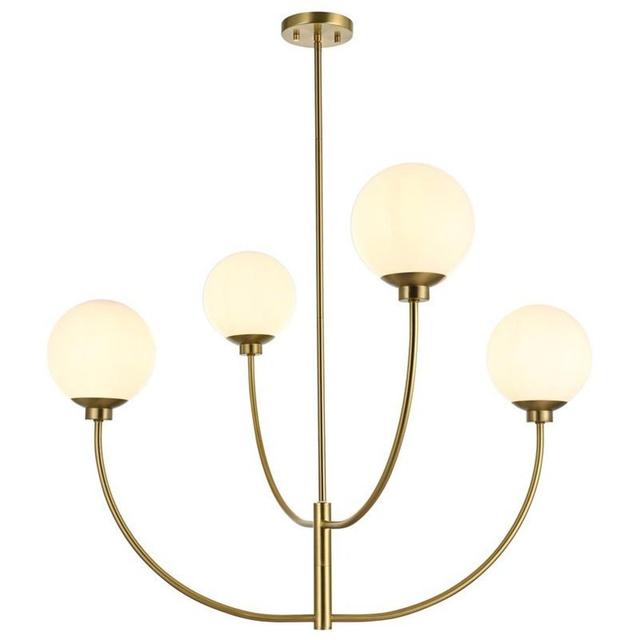 Living District LD814D36SG Nyomi 4 Light 36 inch Satin Gold Chandelier Ceiling Light