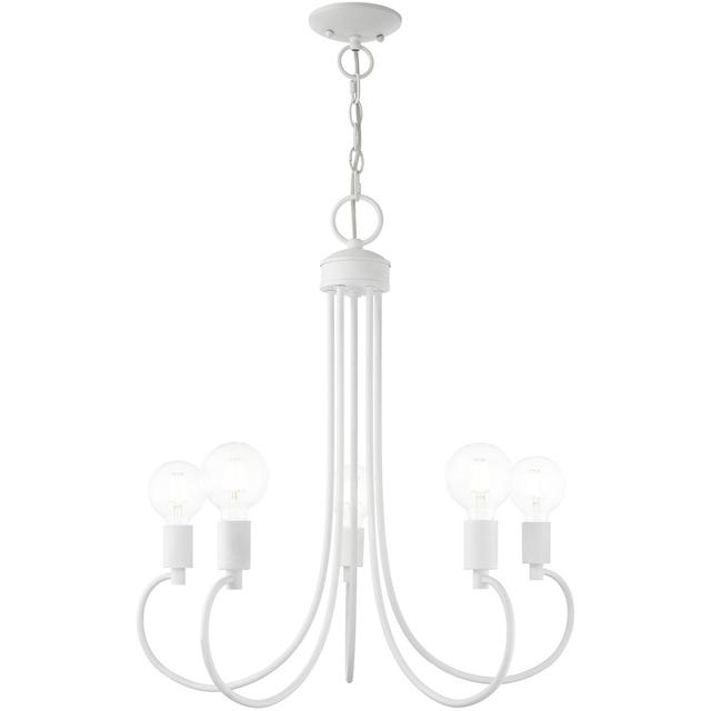 Livex Lighting 42925-03 Bari 5 Light 25 inch White Chandelier Ceiling Light