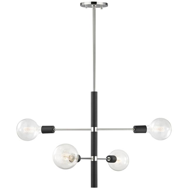 Mitzi H178804-PN/BK Astrid 4 Light 24 inch Polished Nickel Chandelier Ceiling Light