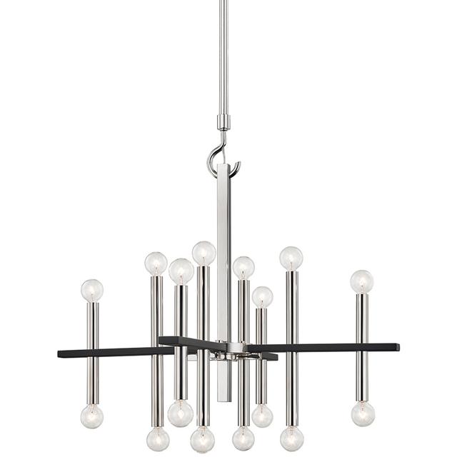 Mitzi H296816-PN/BK Colette 16 Light 29 inch Polished Nickel / Black Chandelier Ceiling Light in Polished Nickel and Black