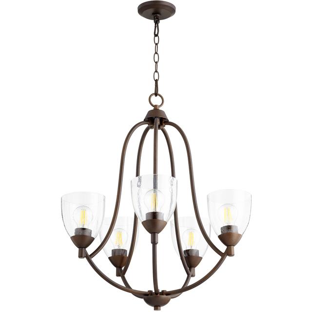 Quorum 6069-5-286 Barkley 5 Light 24 inch Oiled Bronze Chandelier Ceiling Light in Clear Seeded