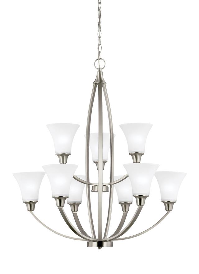 Generation Lighting 3113209EN3-962 Metcalf 9 Light 31 inch Brushed Nickel Chandelier Ceiling Light