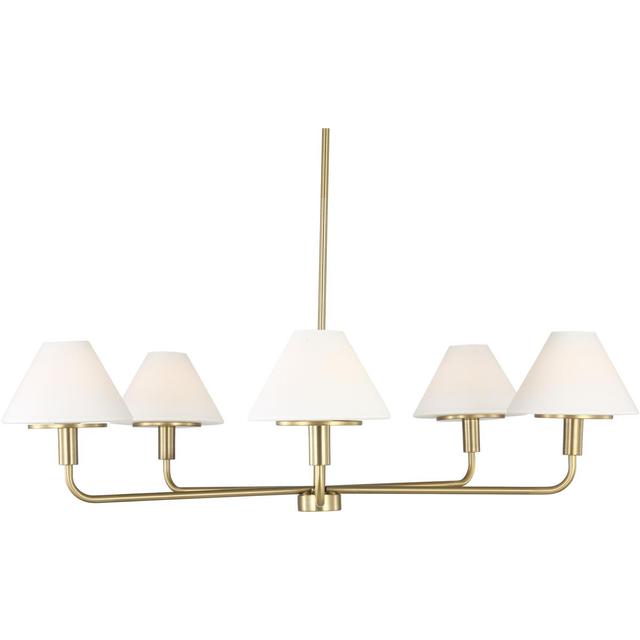 Generation Lighting GLC1235SB Mendota 5 Light 40 inch Satin Brass Chandelier Ceiling Light