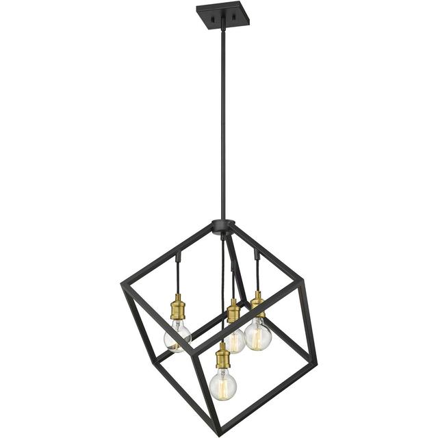 Z-Lite 478P24-BRZ-OBR Vertical 4 Light 24 inch Bronze and Olde Brass Chandelier Ceiling Light