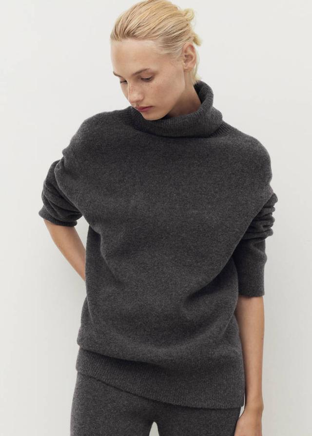 MANGO - Turtleneck knit sweater charcoal - S