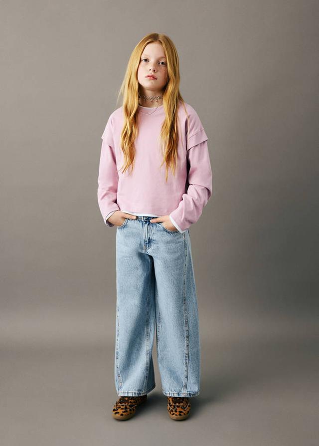 MANGO KIDS - Sleeve detail t-shirt pink - 11-12 years - Girls