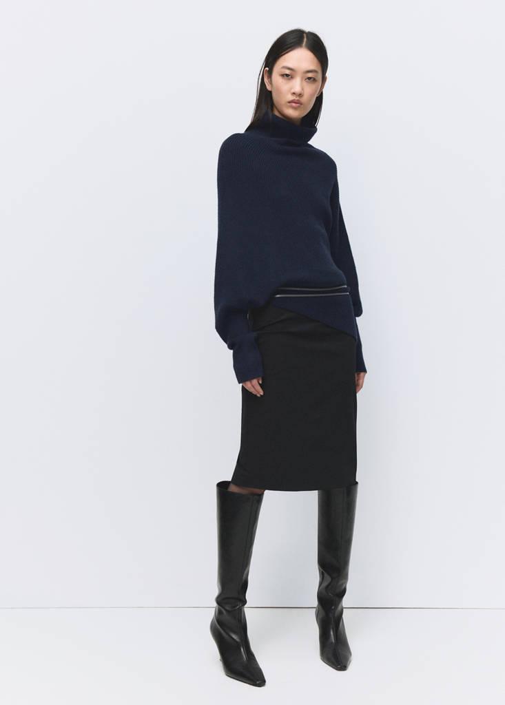 MANGO - Sweater with asymmetrical roll neck navy - XS-S
