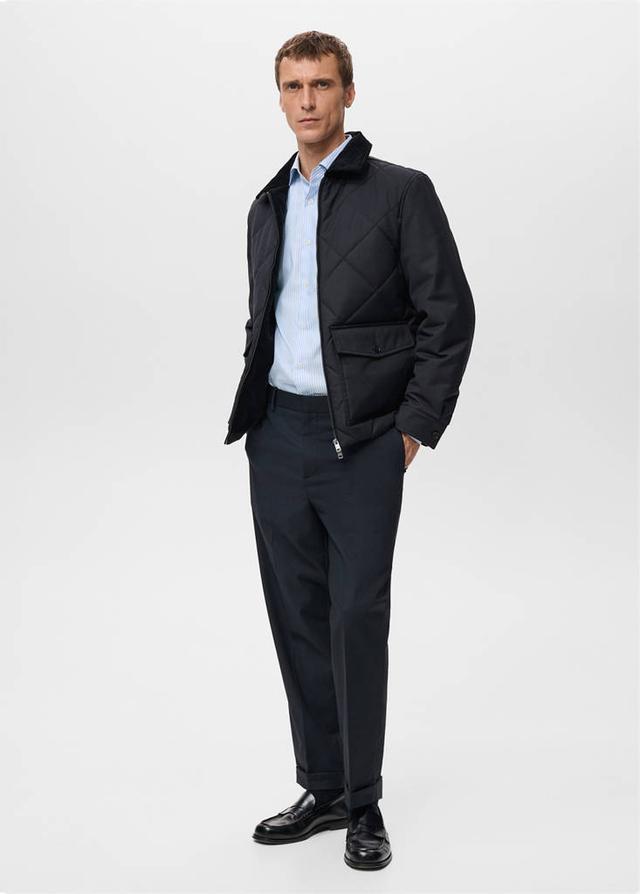 MANGO MAN - Quilted water repellent jacket night blue - S