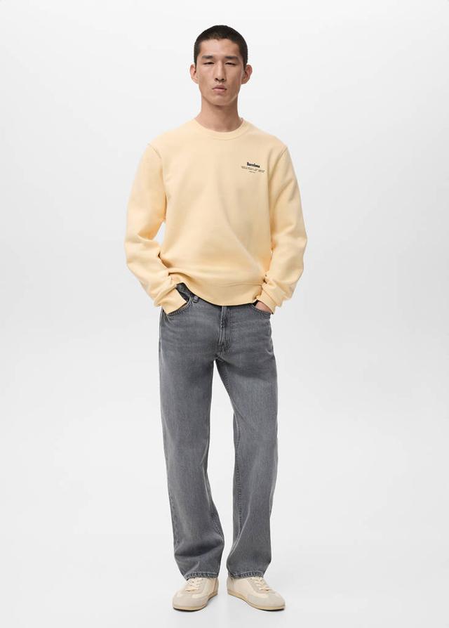 MANGO MAN - Regular-fit sweatshirt with text print pastel yellow - S
